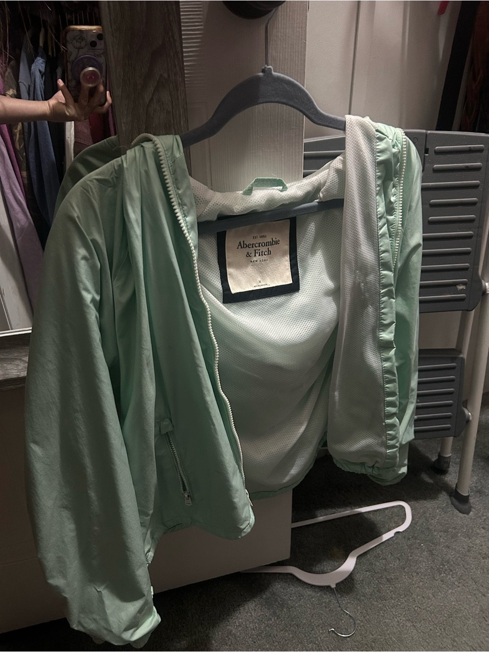Abercrombie & Fitch Mint Green Hooded rain Jacket